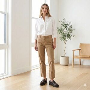 HOPE Stockholm Tan Cotton News Trouser Tapered Chino Khakis - Size 6 (36)